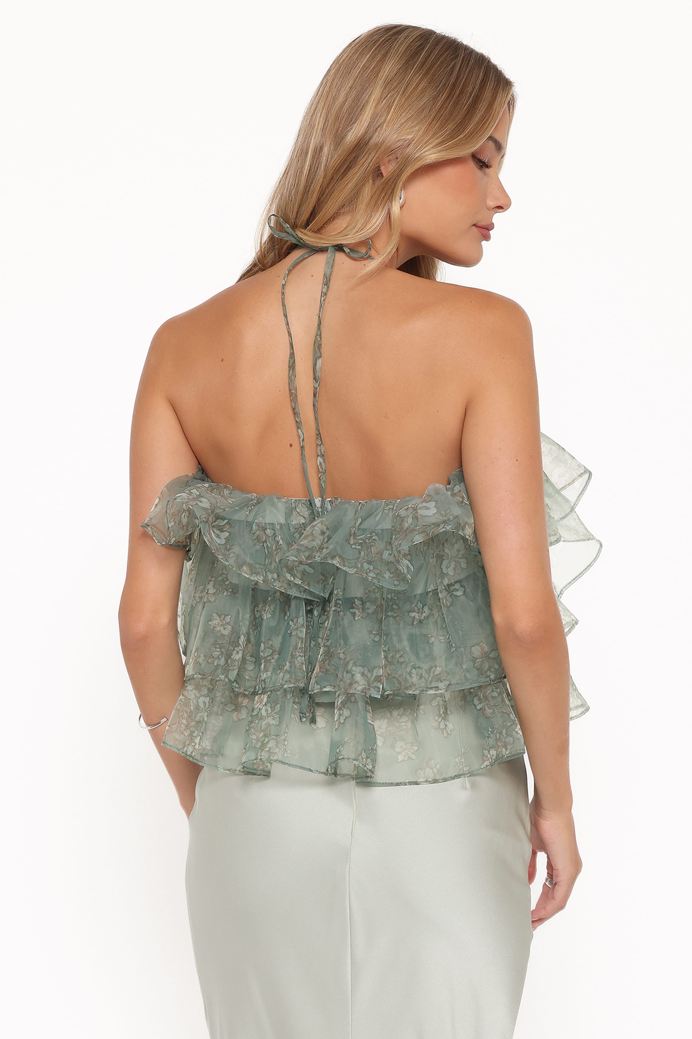 Taelya Flounce Top - Mint Green Floral