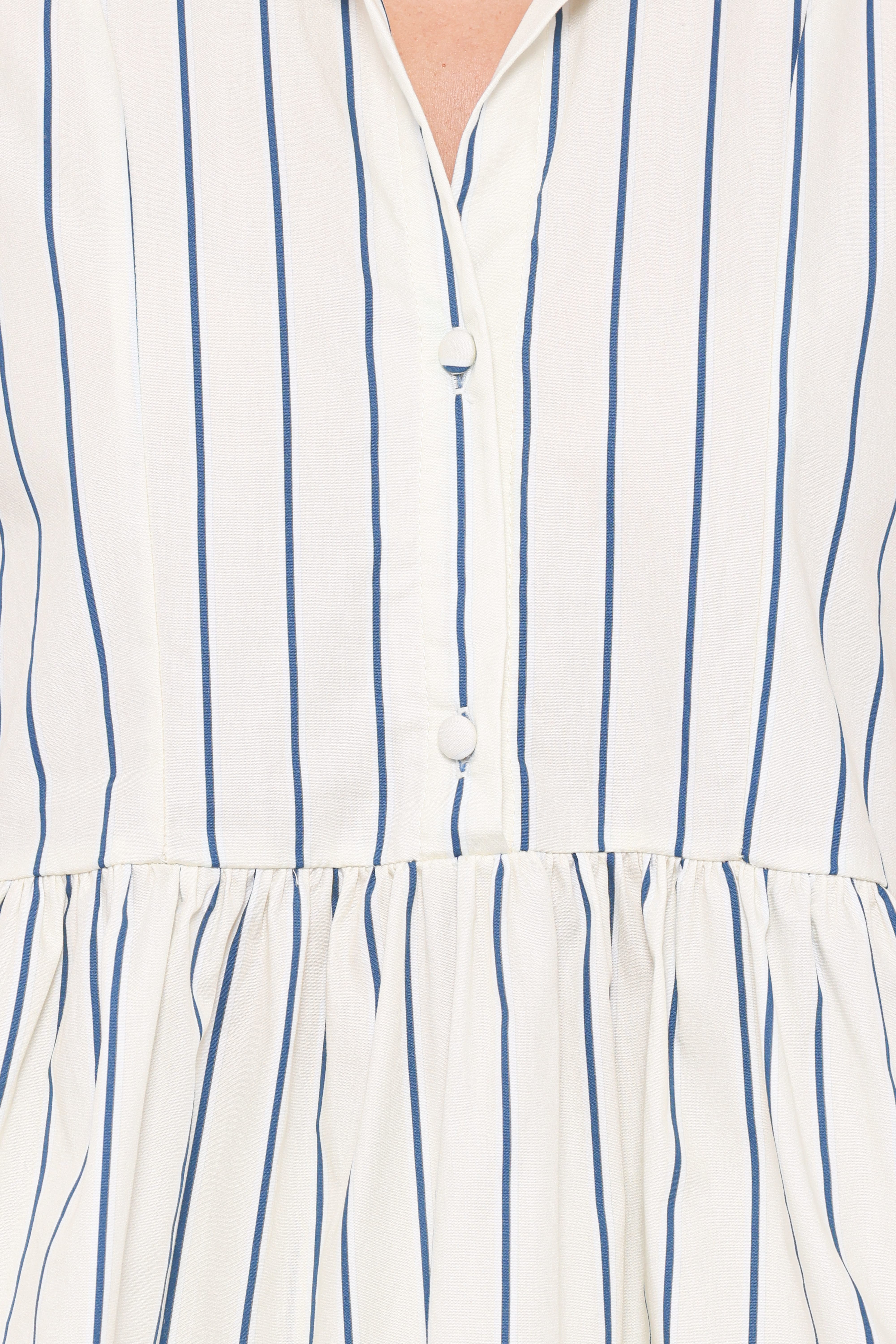 Thomas Short Sleeve Peplum Top - Yellow/Blue Stripe
