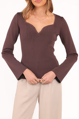 Trinity Long Sleeve Top - Chocolate Brown