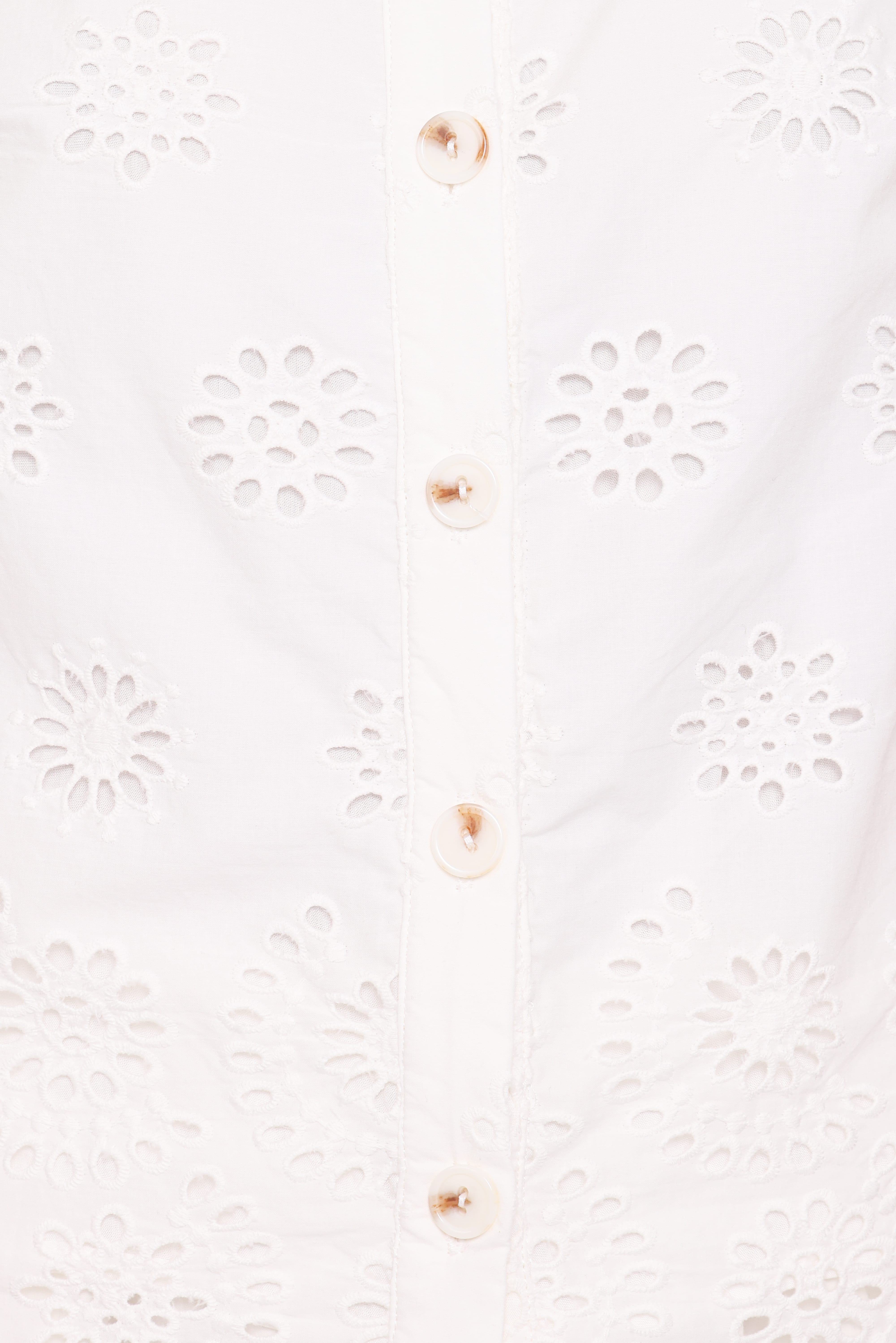 Winny Button Front Top - White Broderie