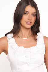 Xara Satin Vest with Rosettes - Ivory
