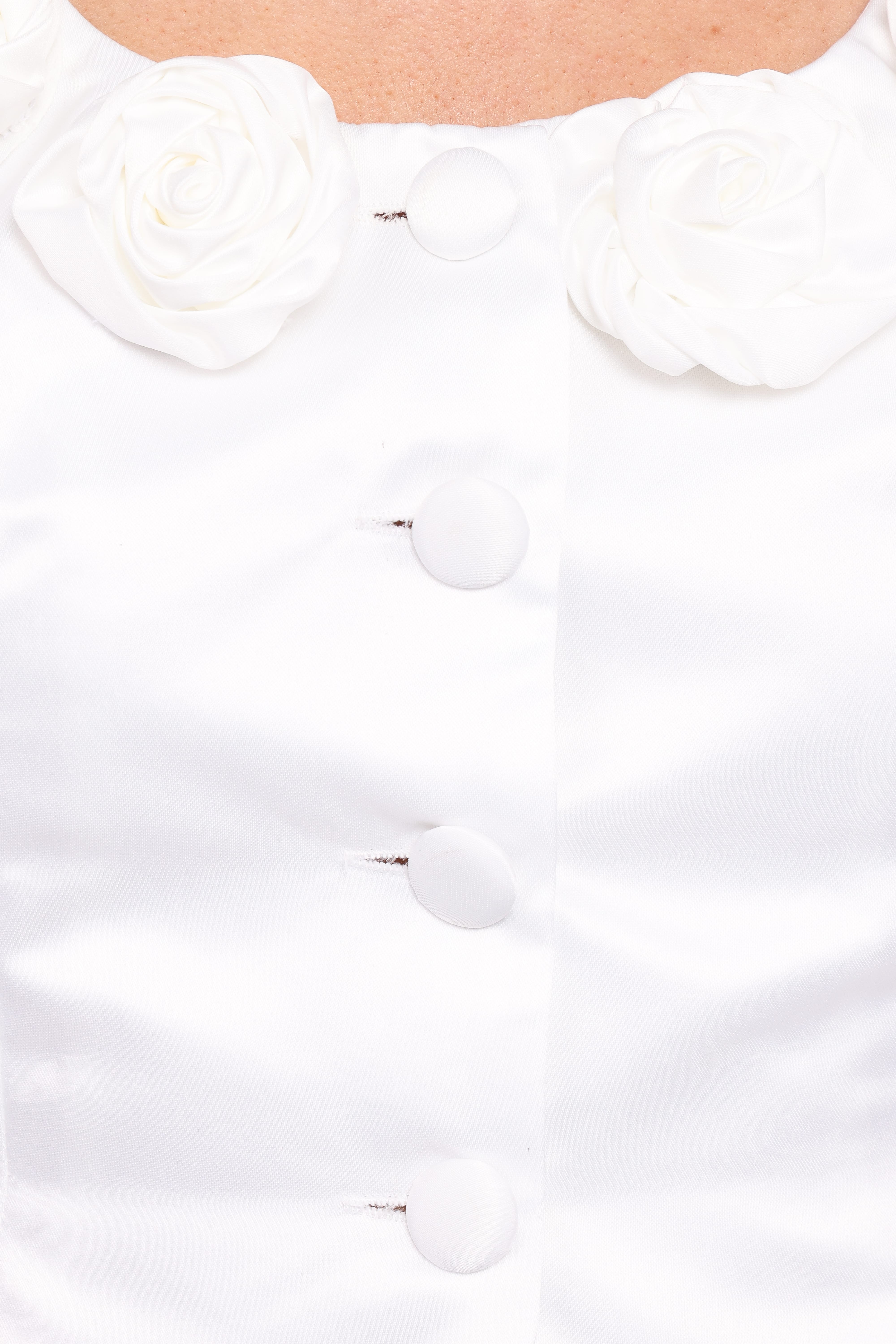 Xara Satin Vest with Rosettes - Ivory