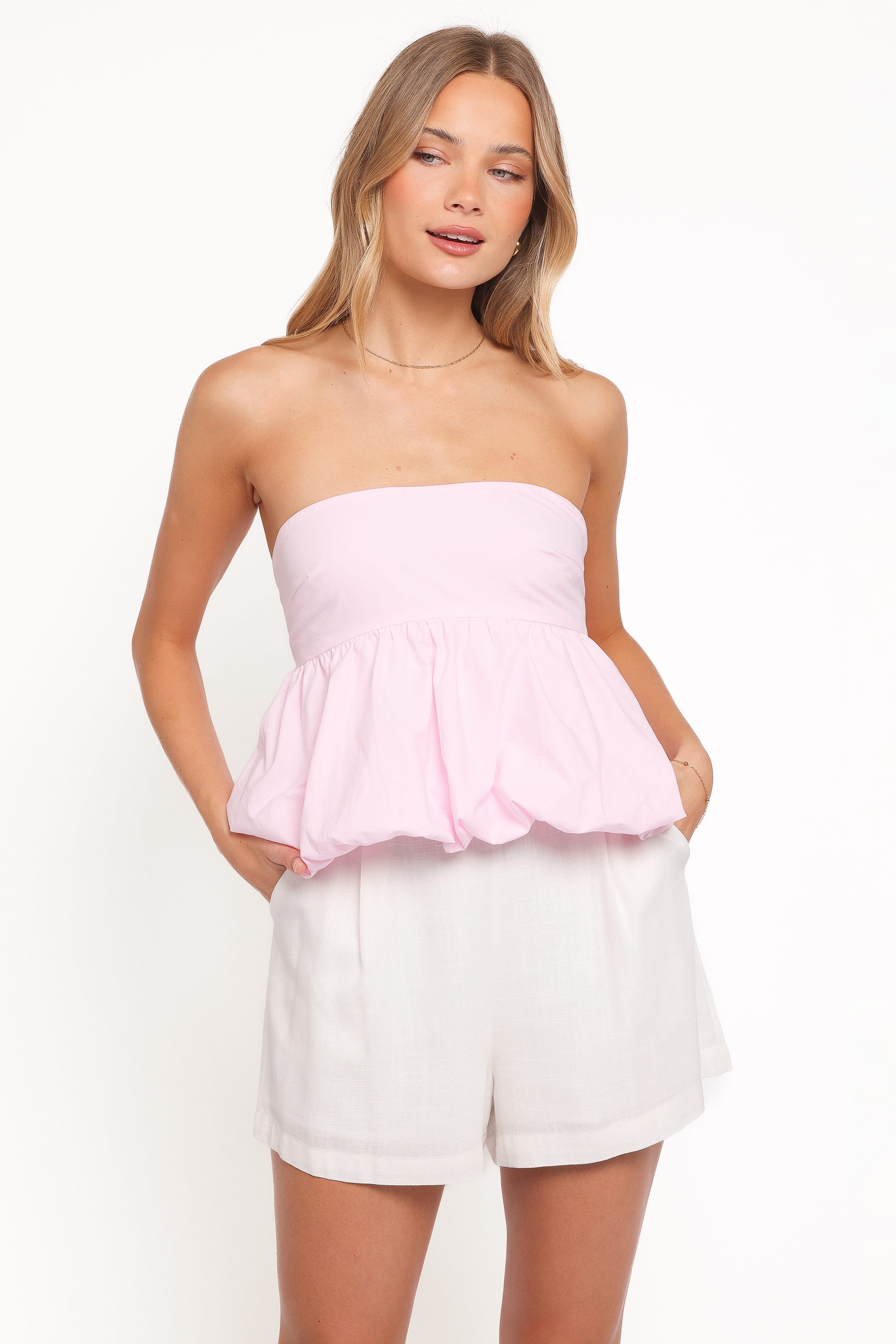 Yvanna Bubble Hem Top - Pink