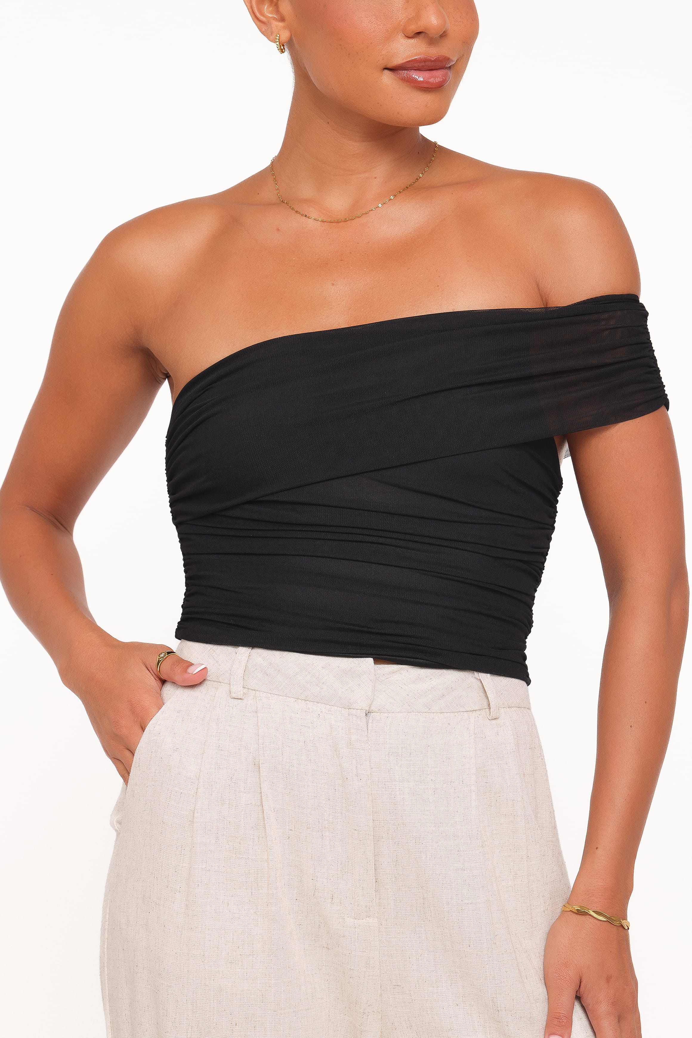 Zachary One Shoulder Top - Black