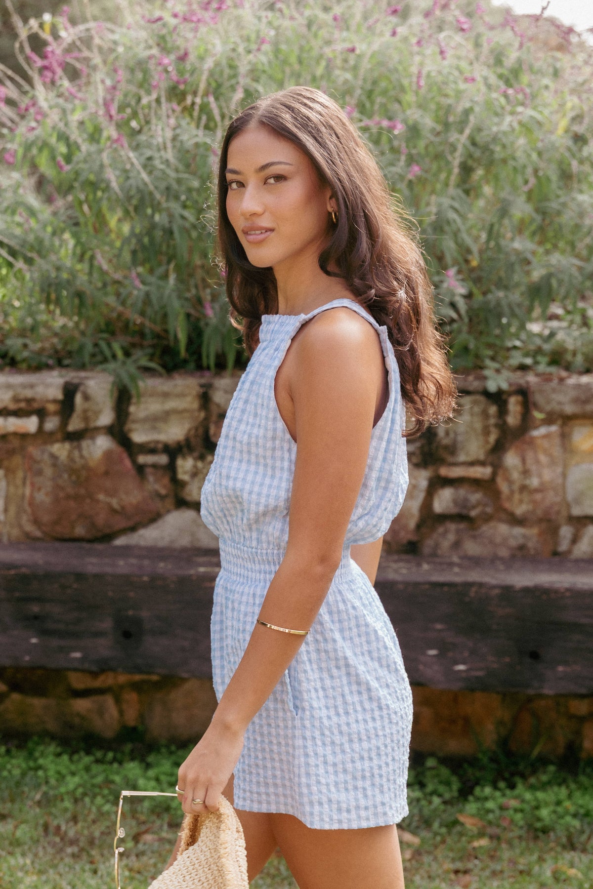 Felicity Romper - Blue Gingham