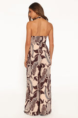 Kehlani Halterneck Jumpsuit - Brown Floral