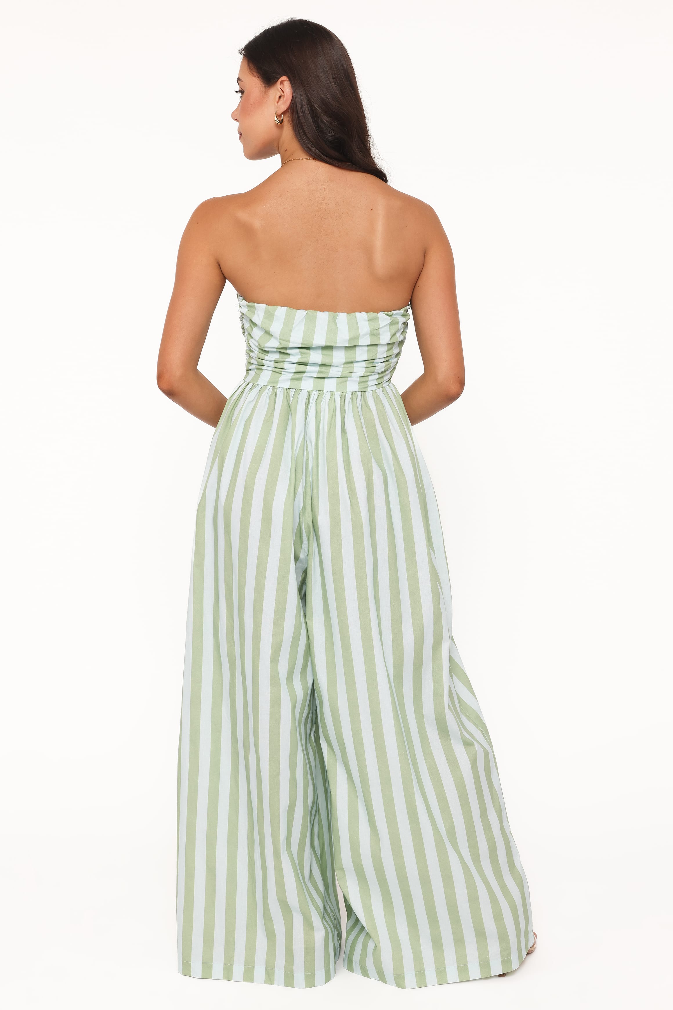 Paige Strapless Jumpsuit - Blue/Green Stripe