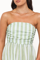 Paige Strapless Jumpsuit - Blue/Green Stripe
