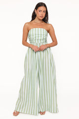 Paige Strapless Jumpsuit - Blue/Green Stripe