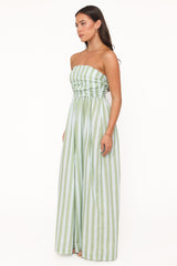 Paige Strapless Jumpsuit - Blue/Green Stripe