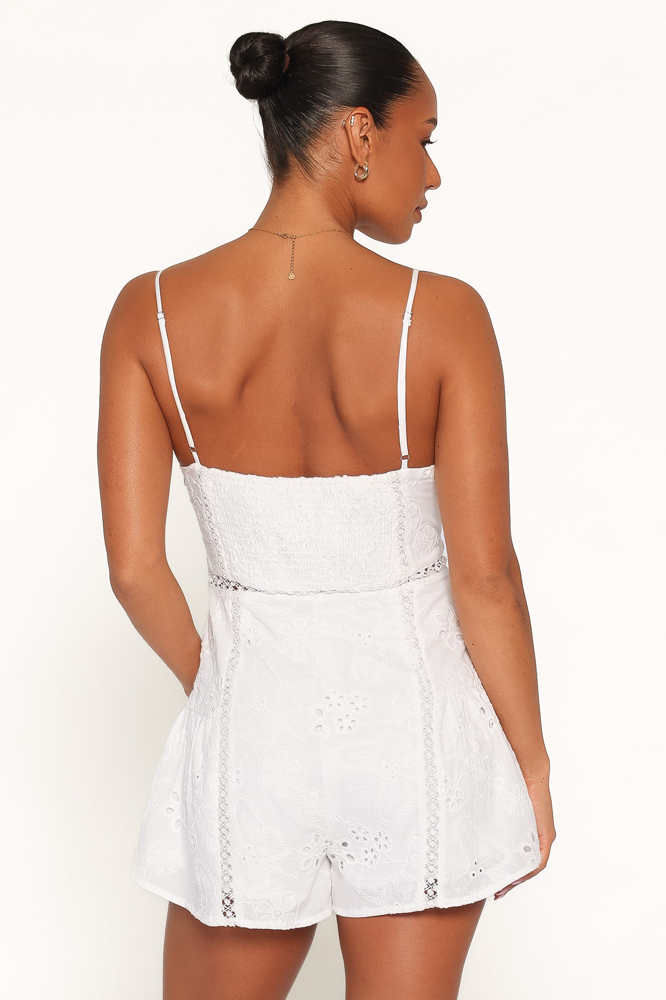 Presley Romper - White Broderie