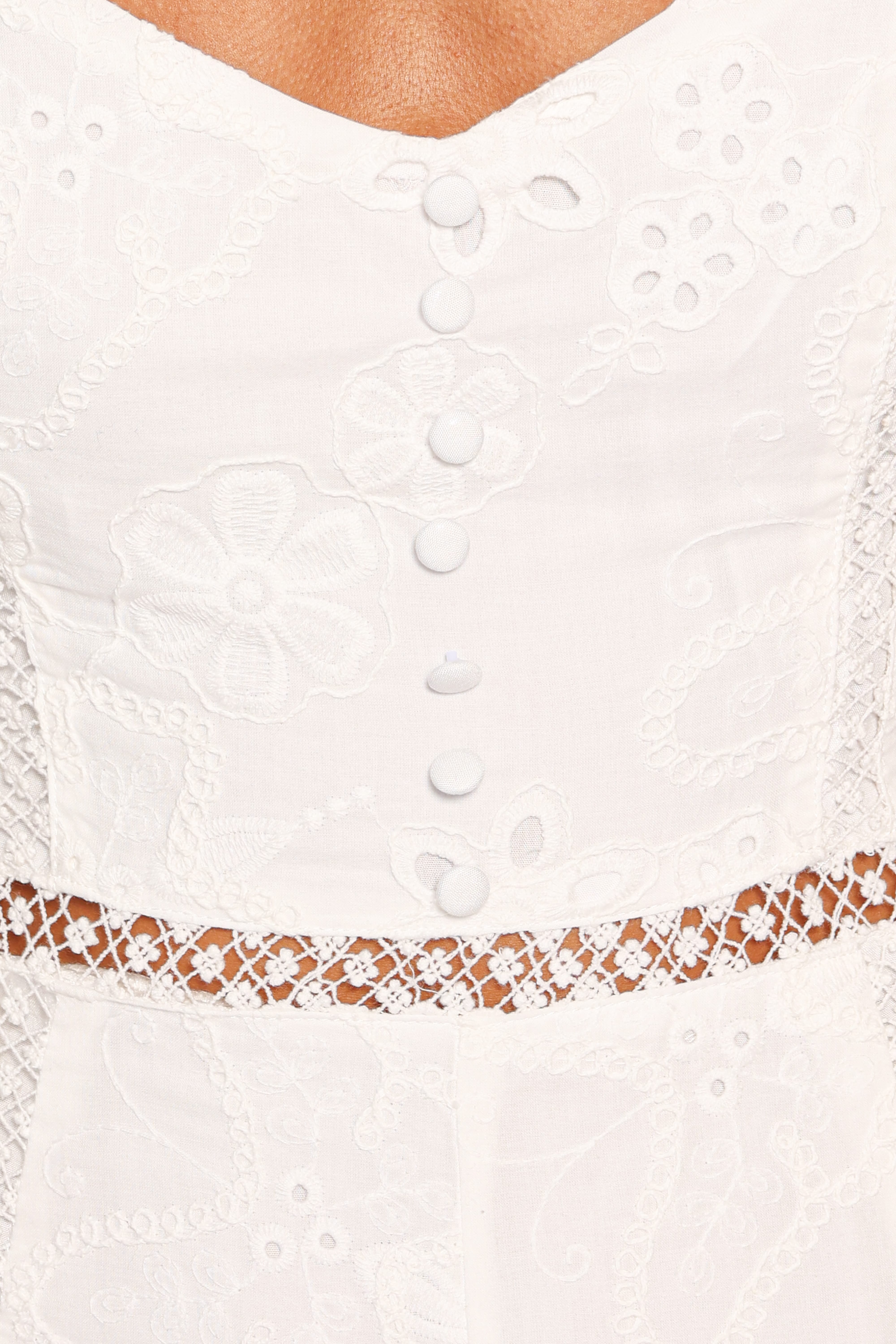 Presley Romper - White Broderie