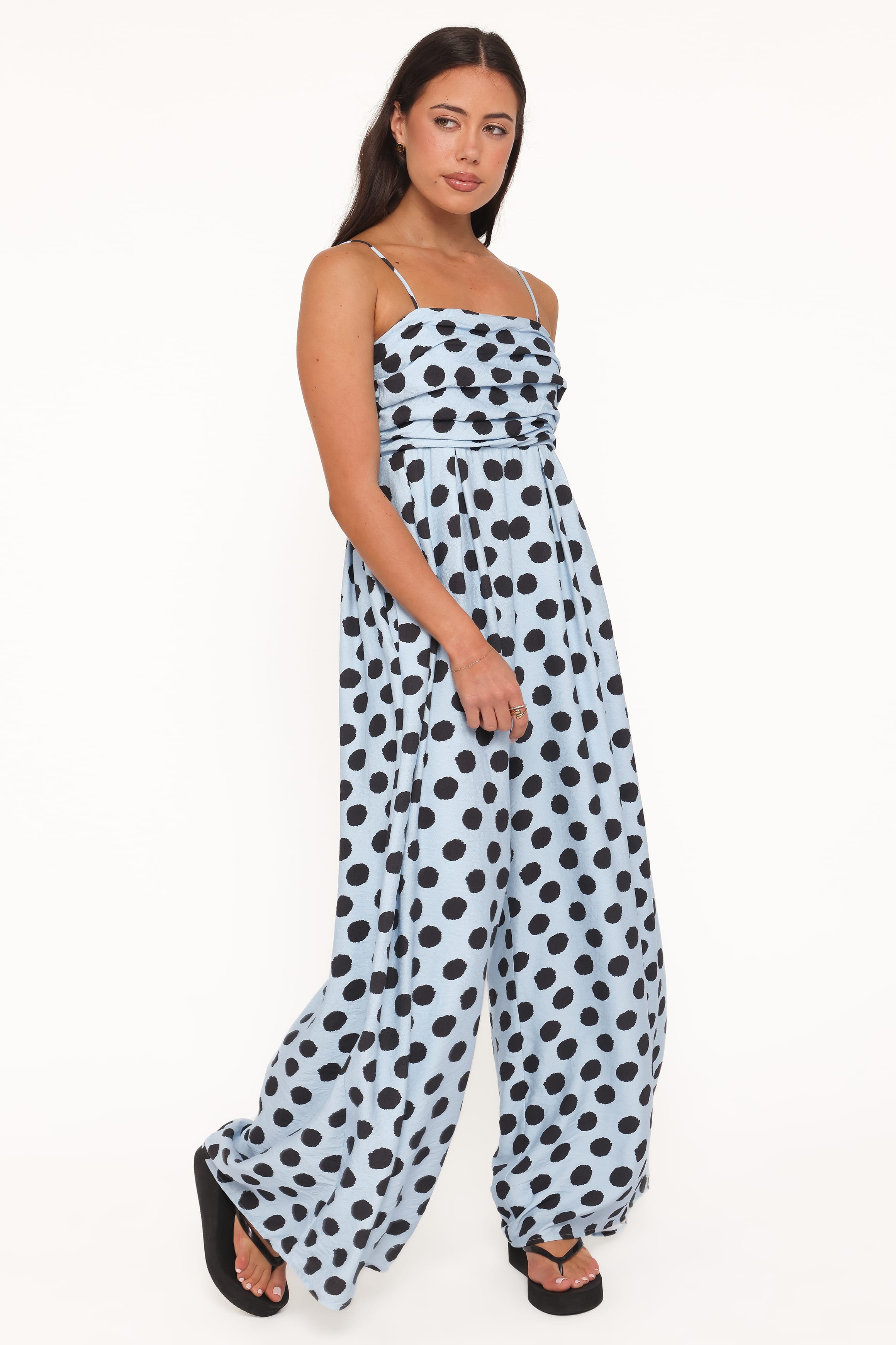 Pricilla Jumpsuit - Blue Polka Dot