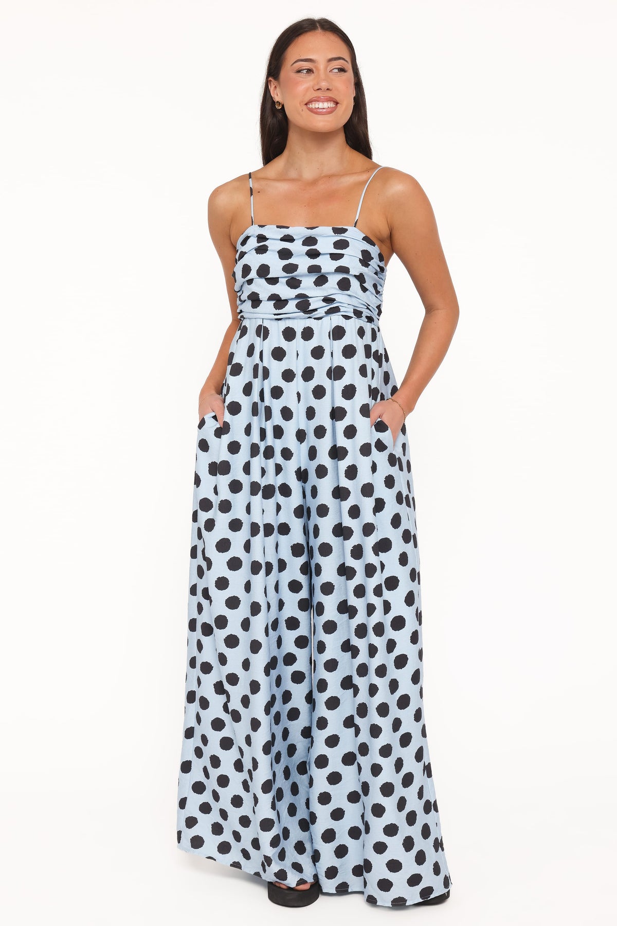 Pricilla Jumpsuit - Blue Polka Dot