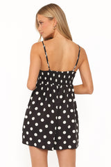 Quinley Romper - Black Polka Dot