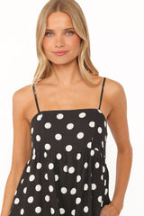 Quinley Romper - Black Polka Dot