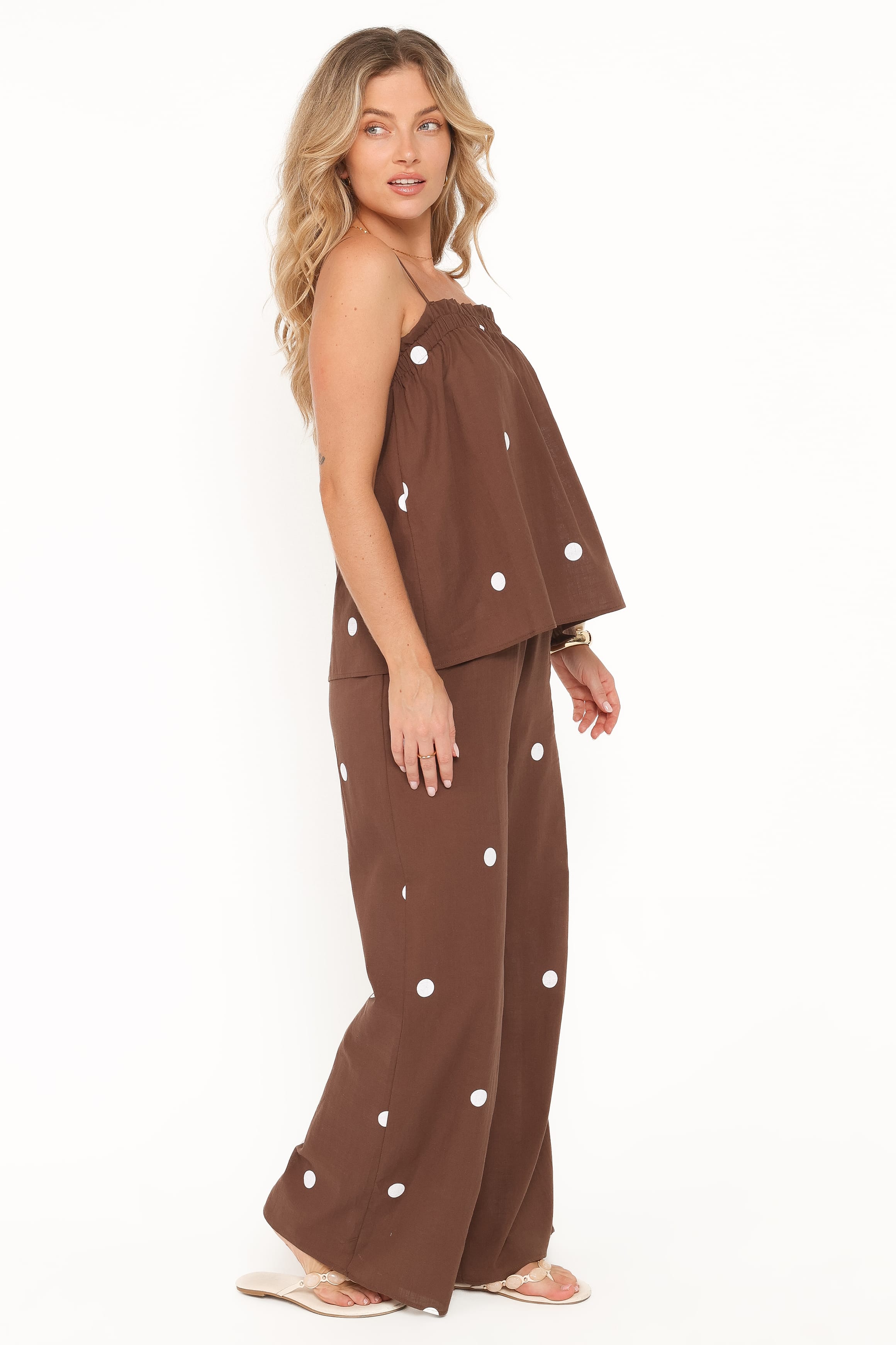 Aerin Pant Set - Chocolate Polka Dot