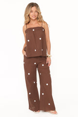 Aerin Pant Set - Chocolate Polka Dot