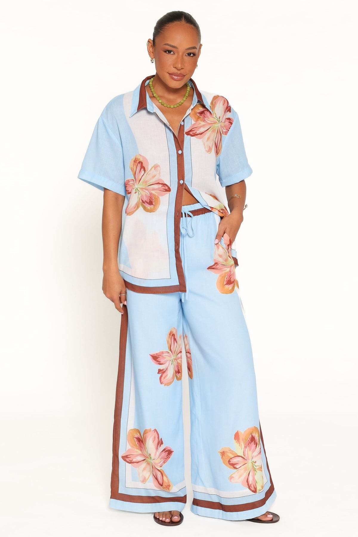 Fawn Pant Set - Brown Floral