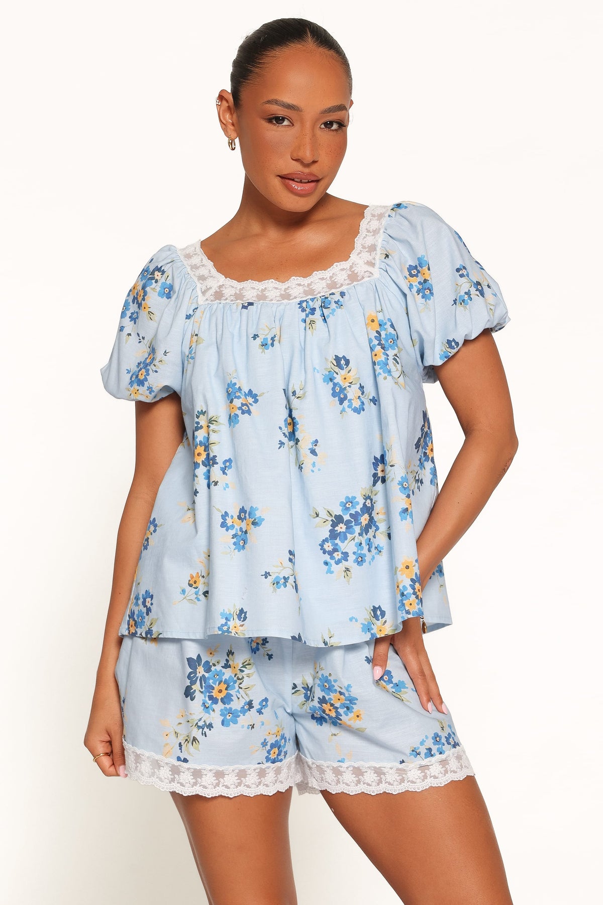 Fawna Short Set - Blue Floral