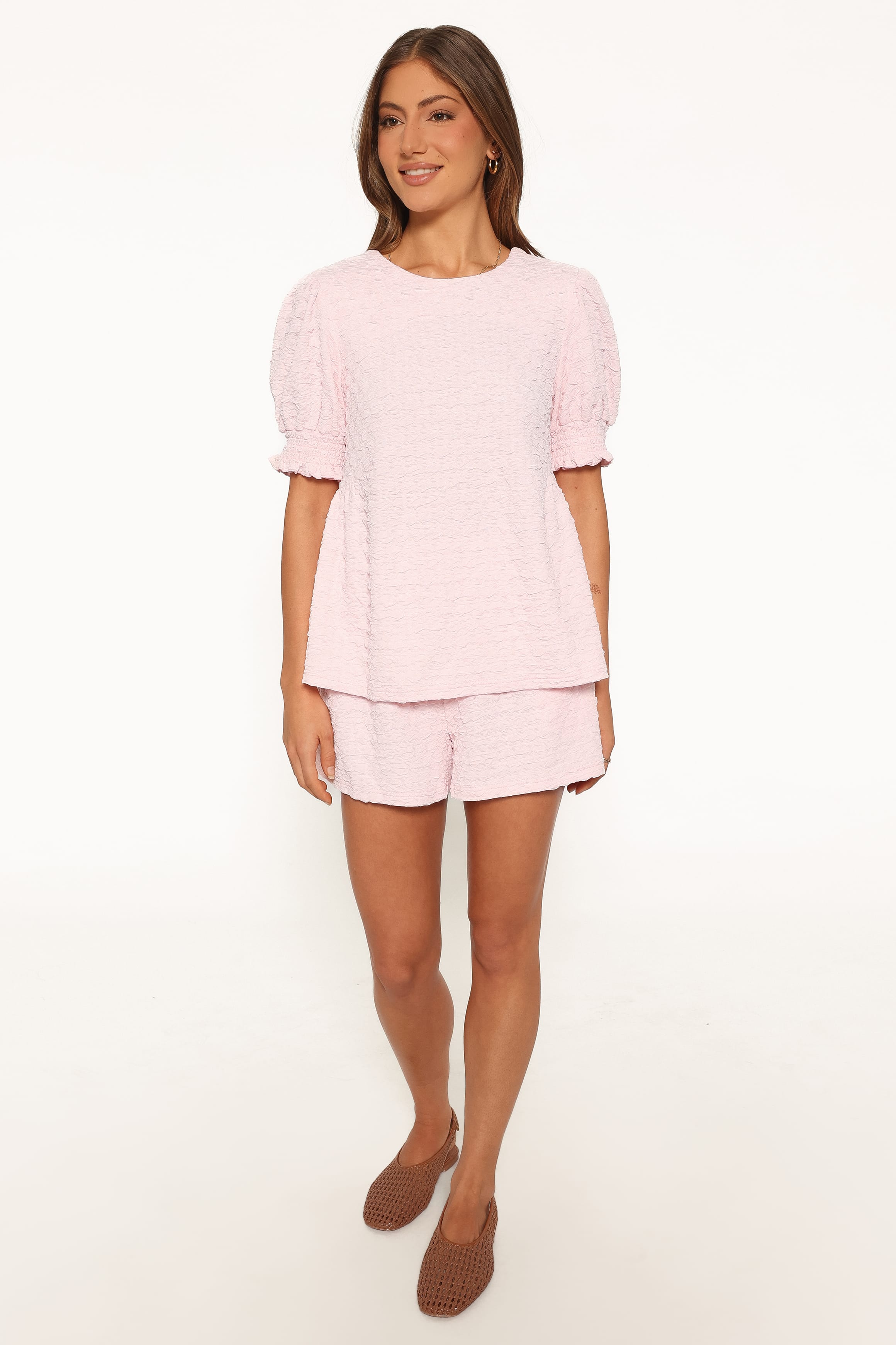 Gail Textured Short Set - Pink