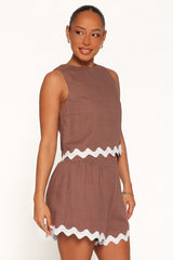 Gale Short Set - Brown Cream