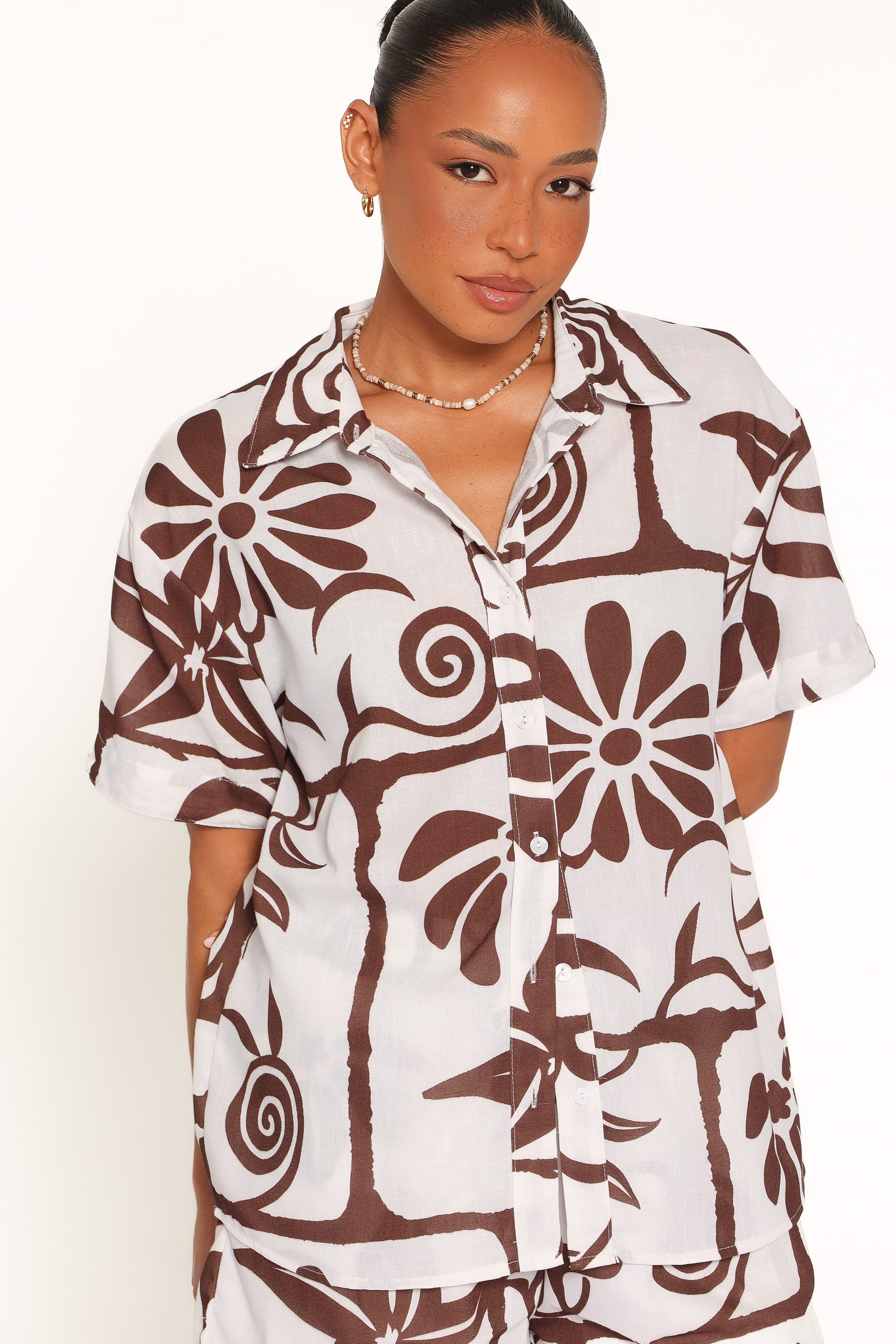 Helga Short Set - Brown White