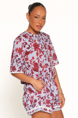 Hilde Short Set - Burgundy Floral