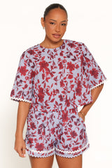 Hilde Short Set - Burgundy Floral