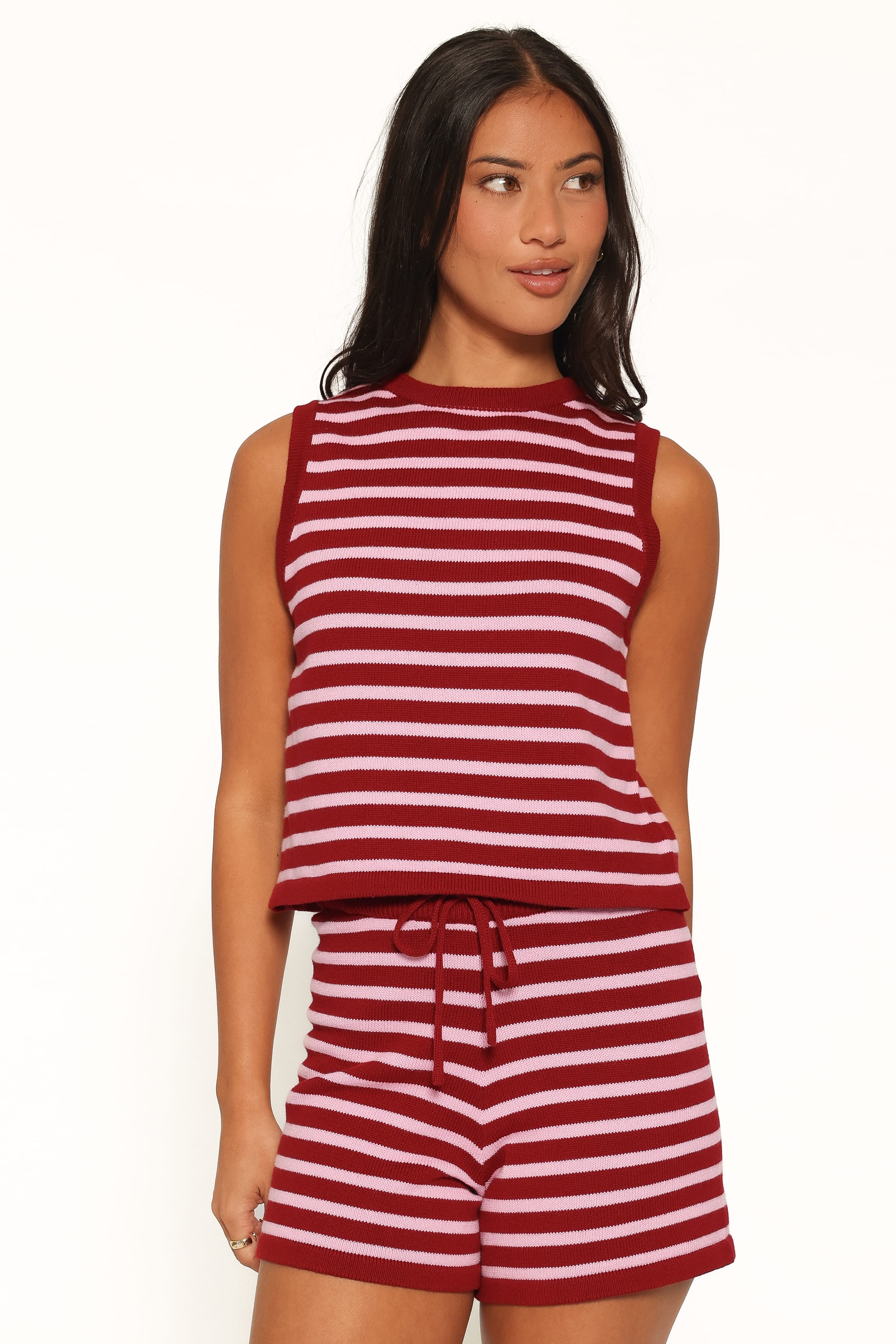 Ilona Knit Set - Burg/Pink Stripe