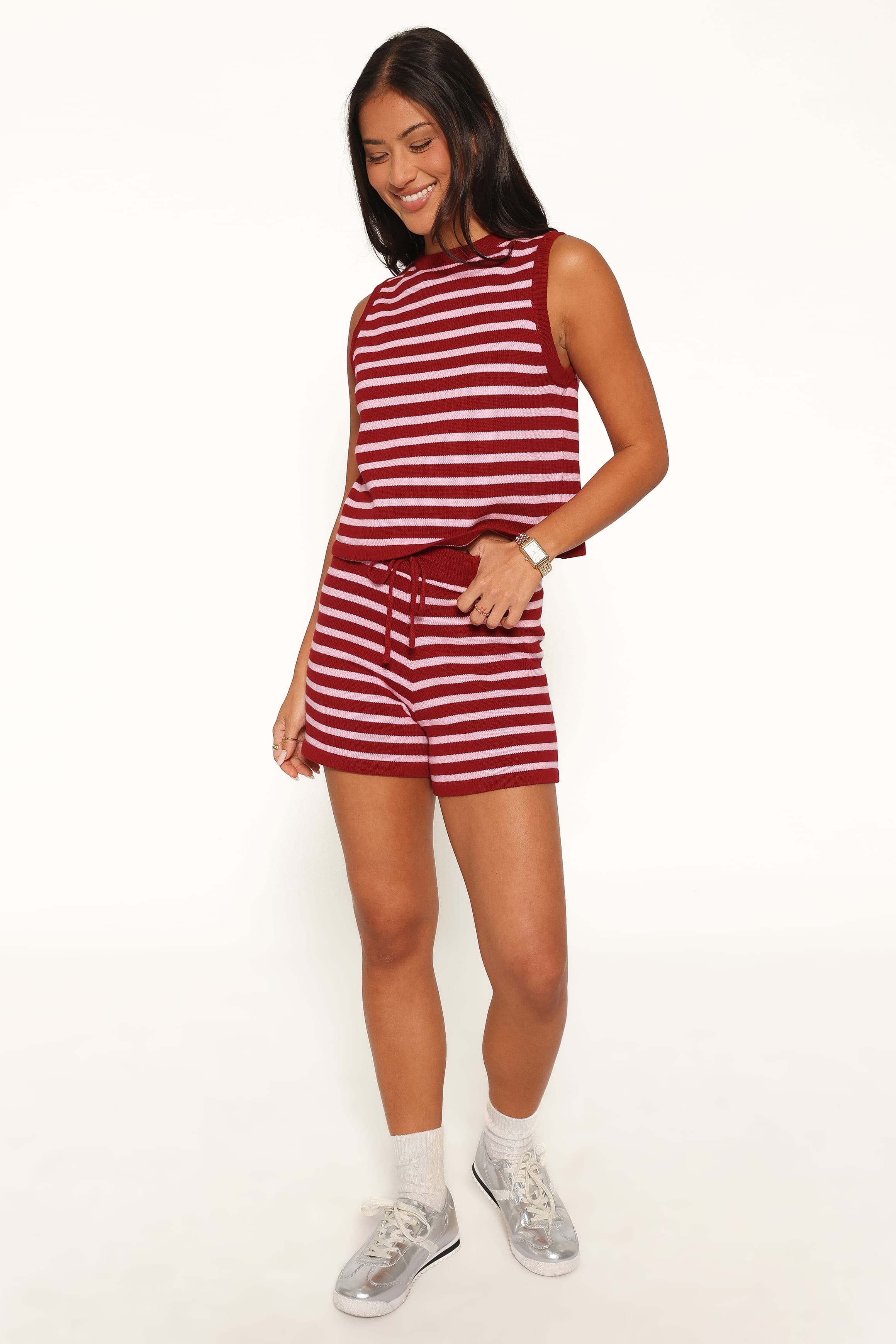 Ilona Knit Set - Burg/Pink Stripe