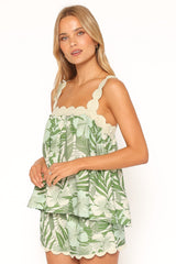 Lillian Short Set - Green Leaf