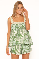 Lillian Short Set - Green Leaf