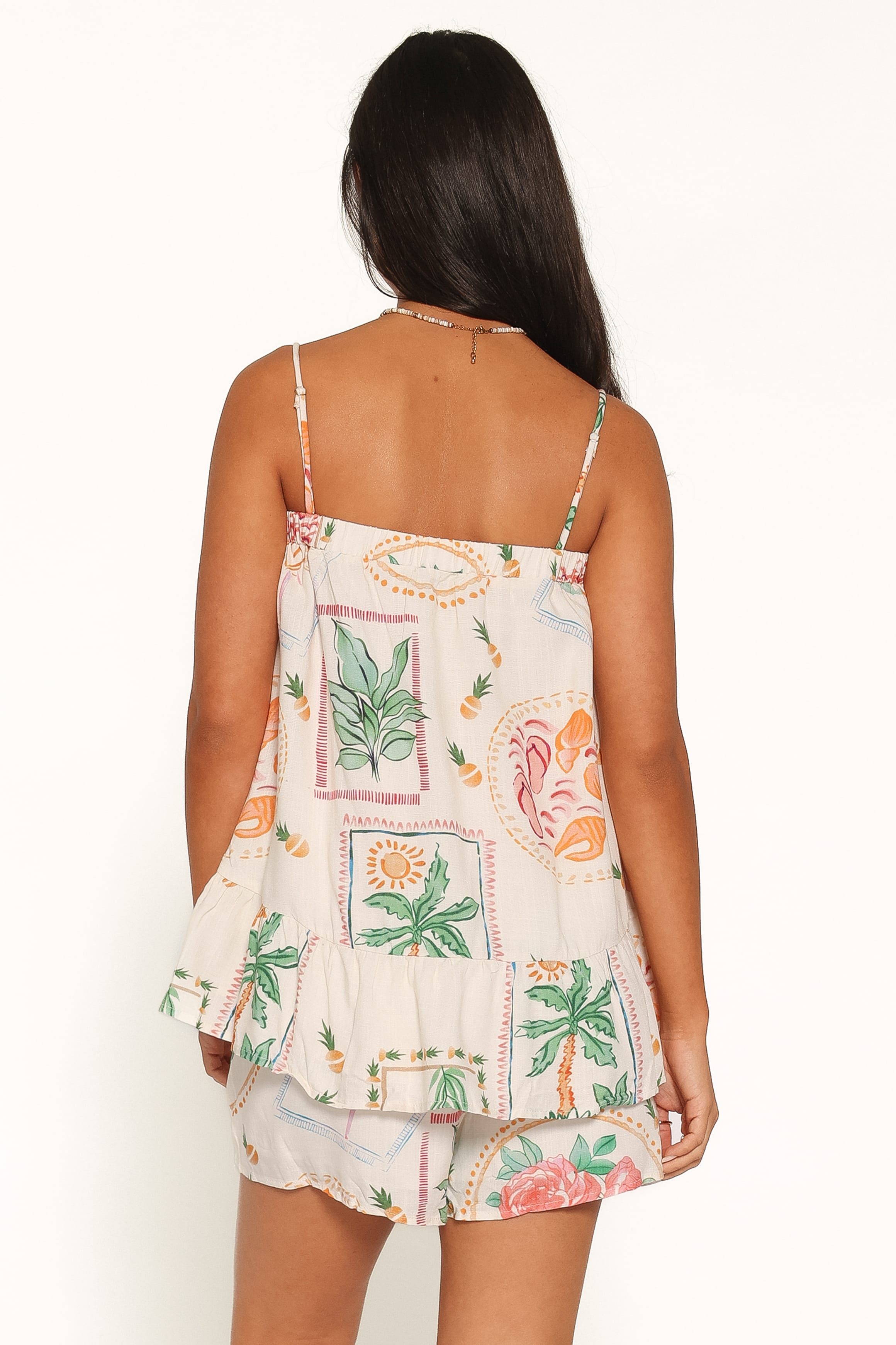 Narella Short Set - Cream Palm Print