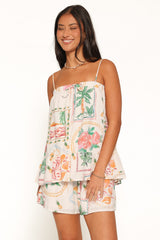 Narella Short Set - Cream Palm Print