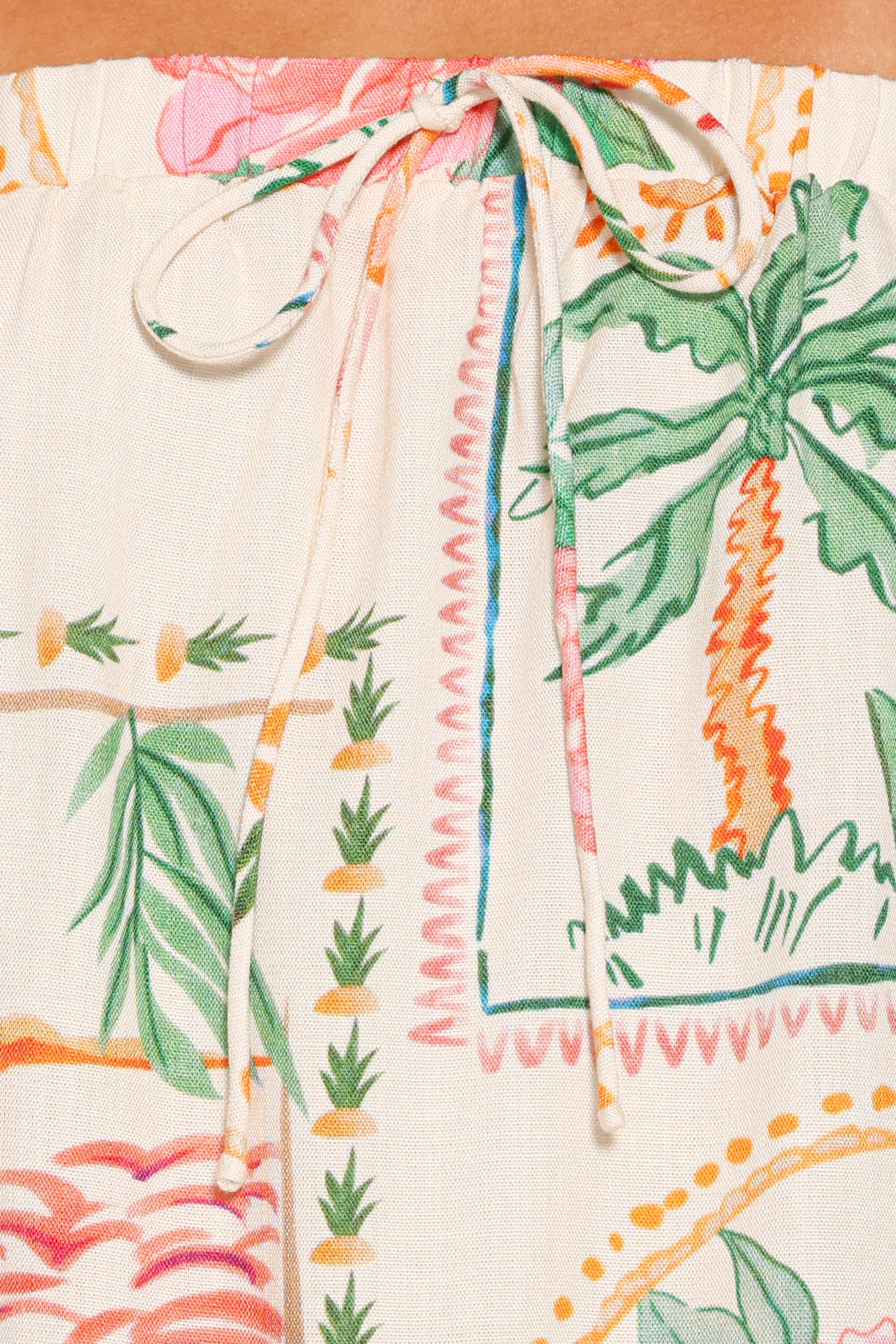 Narella Short Set - Cream Palm Print
