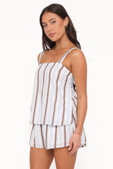 Sallie Short Set - Chocolate Blue Stripe