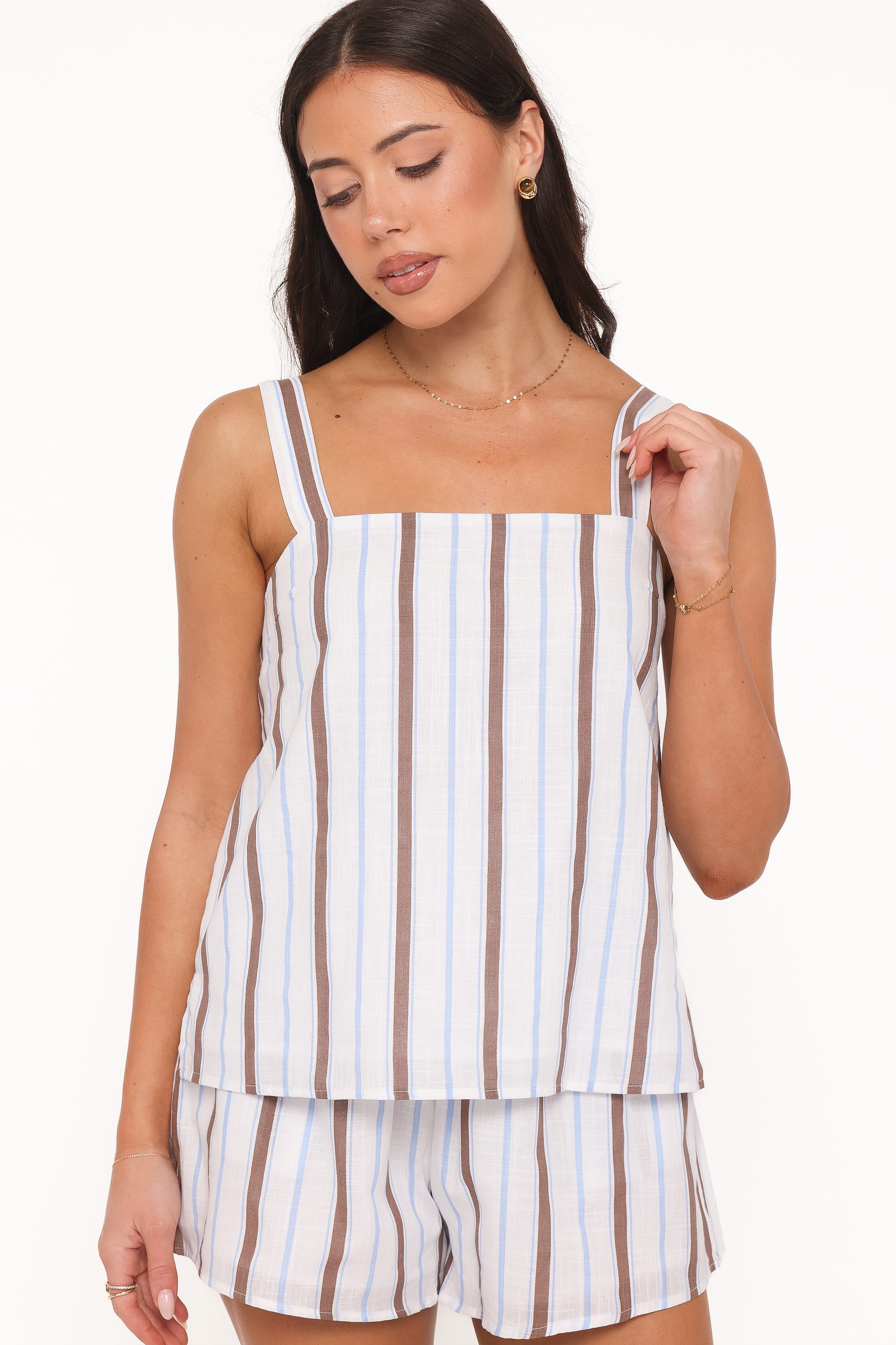 Sallie Short Set - Chocolate Blue Stripe