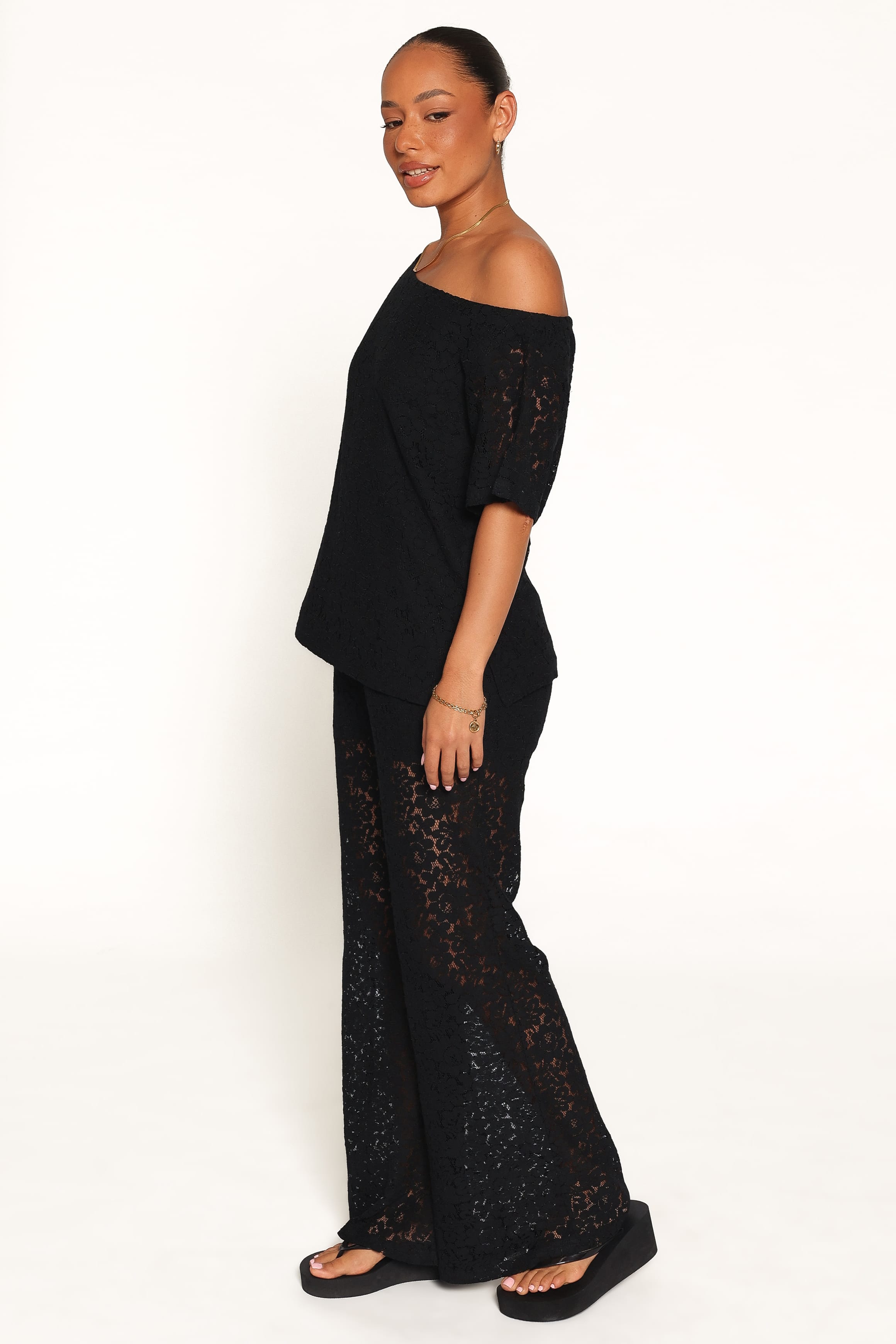Tucker Lace Pant Set - Black