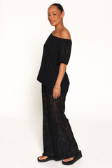 Tucker Lace Pant Set - Black