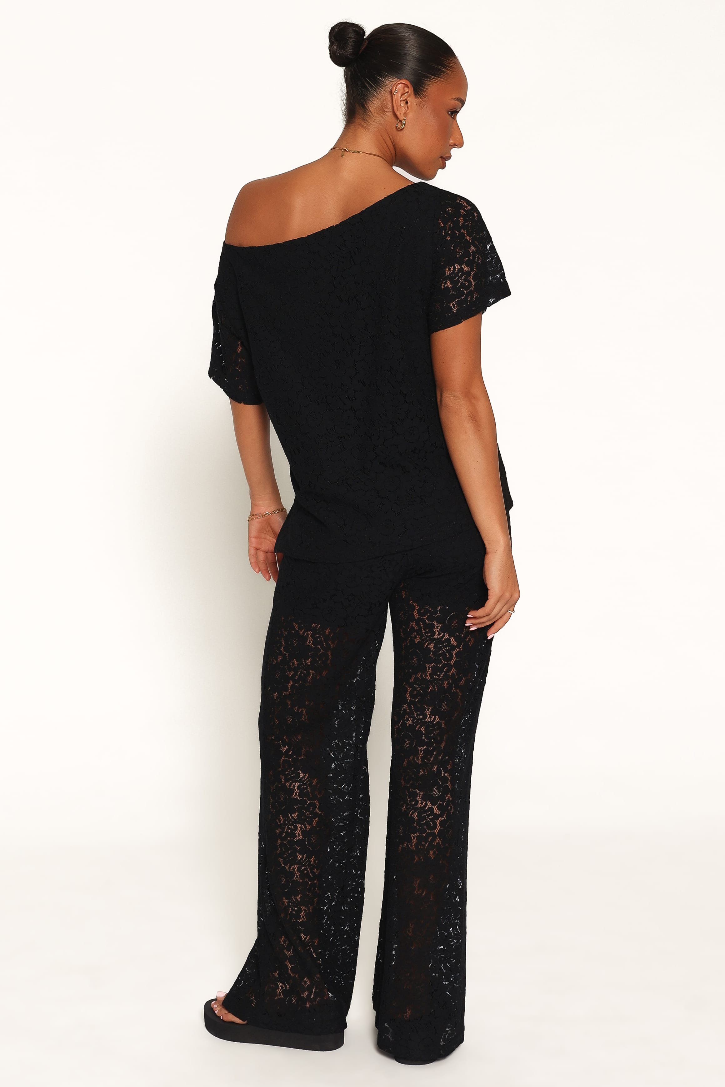 Tucker Lace Pant Set - Black