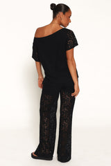 Tucker Lace Pant Set - Black