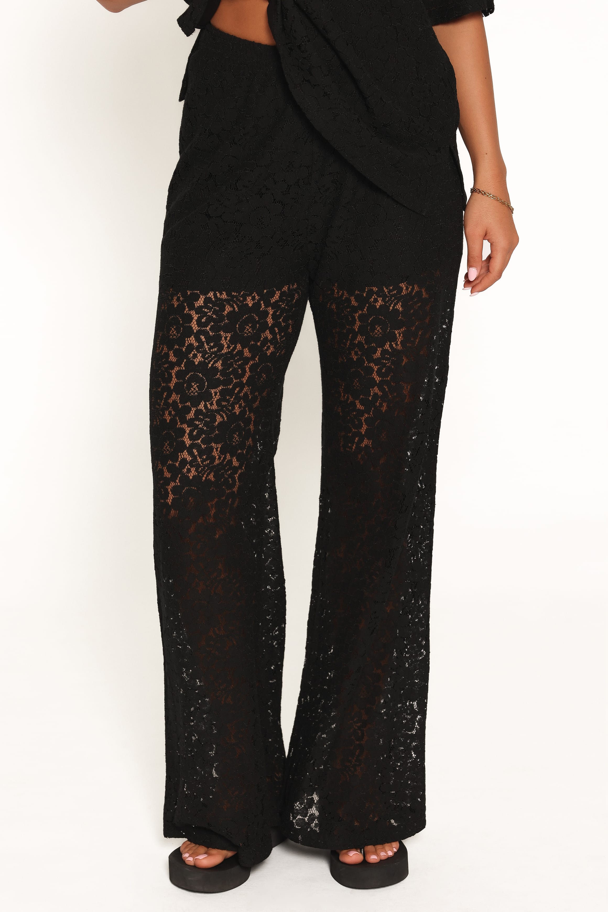 Tucker Lace Pant Set - Black