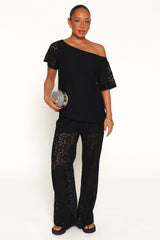 Tucker Lace Pant Set - Black