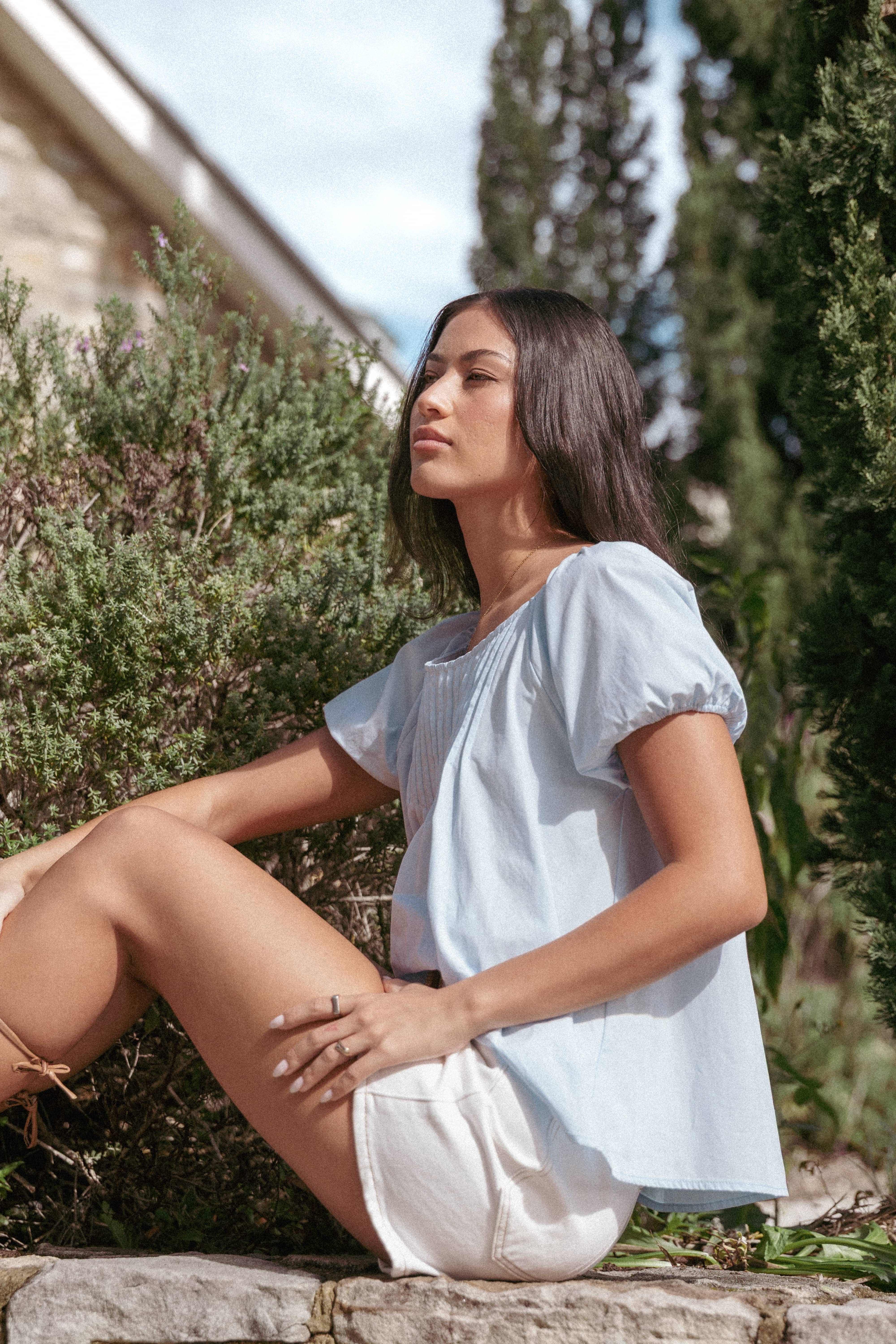 Abbot Pleated Top - Blue