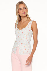 Ana Top - Blue Garden Stripe