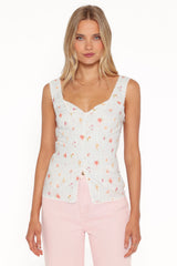 Ana Top - Blue Garden Stripe
