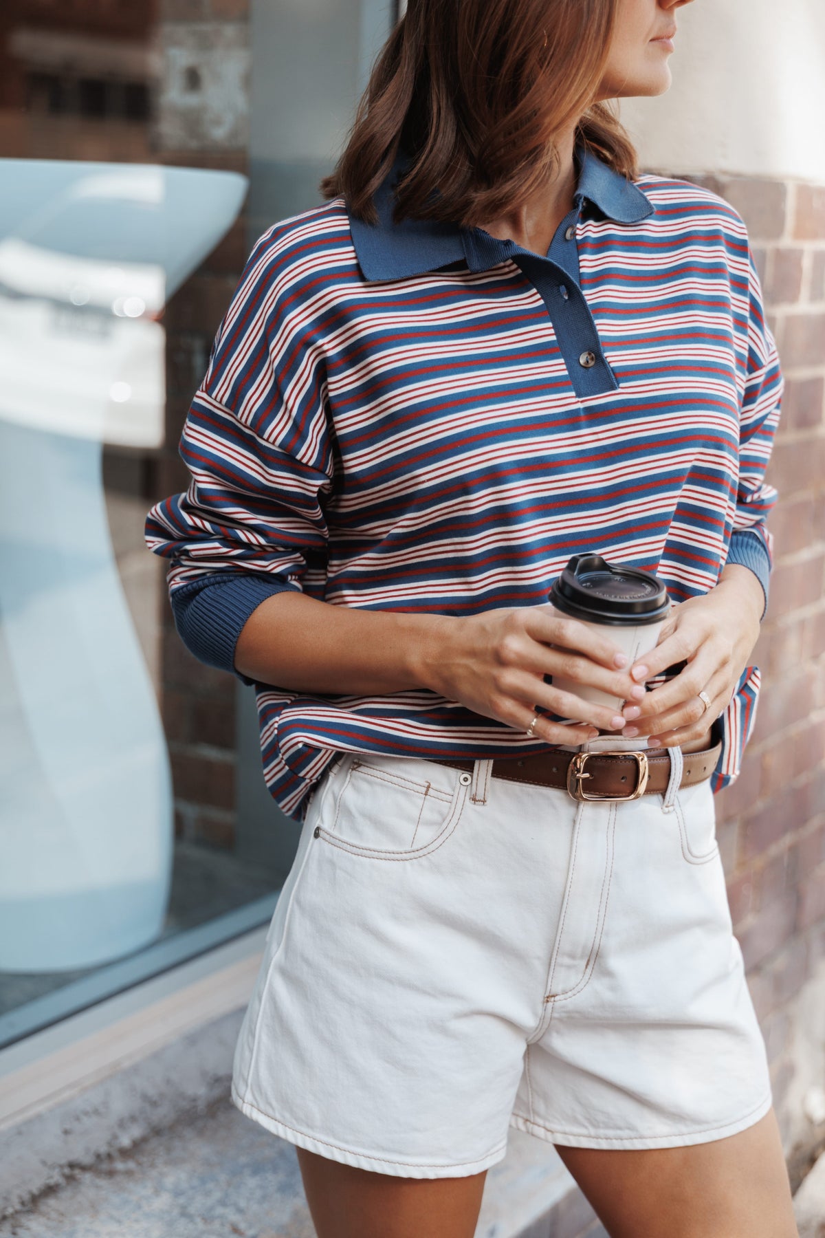 Beau Long Sleeve Jersey Top - Navy Stripe
