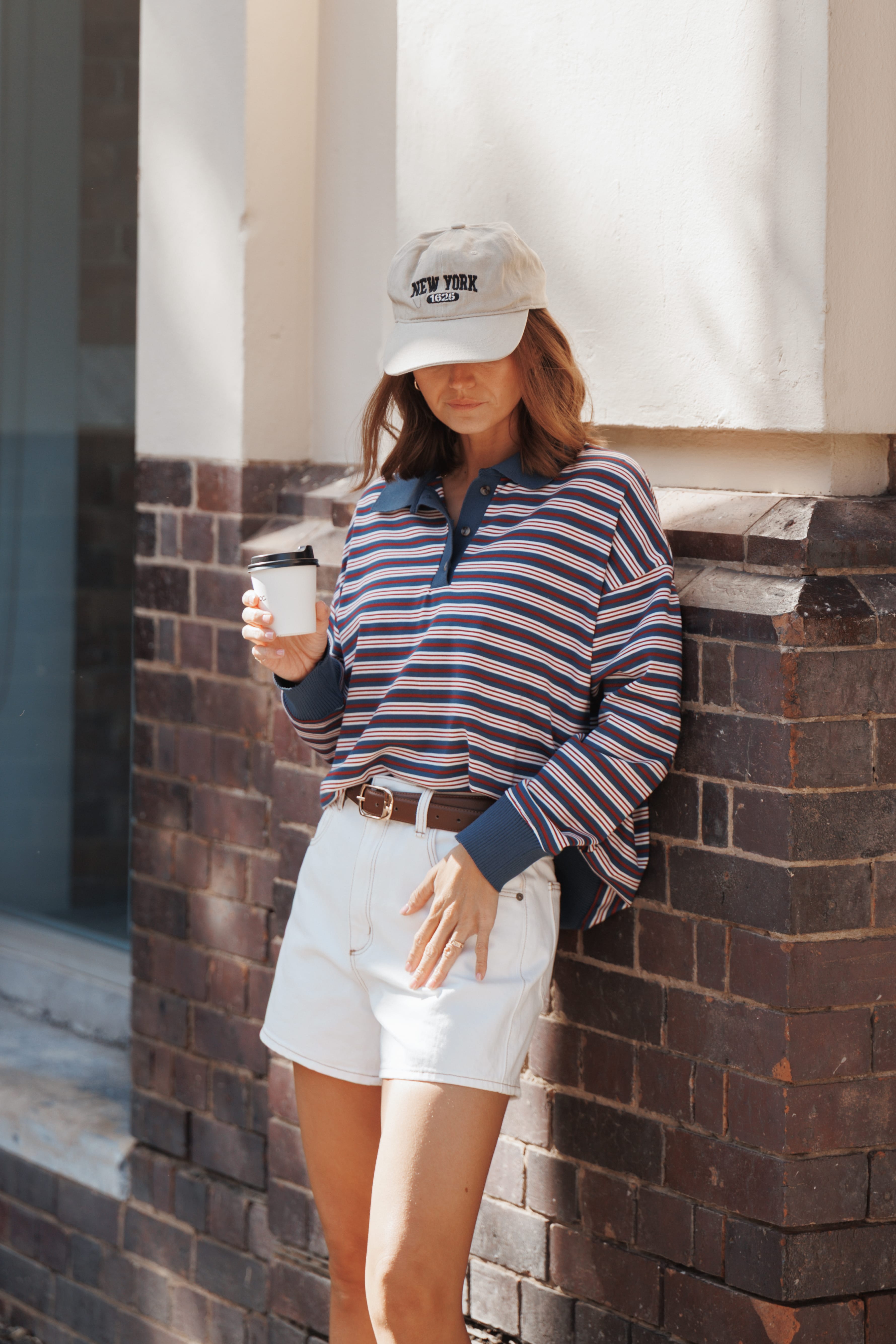 Beau Long Sleeve Jersey Top - Navy Stripe