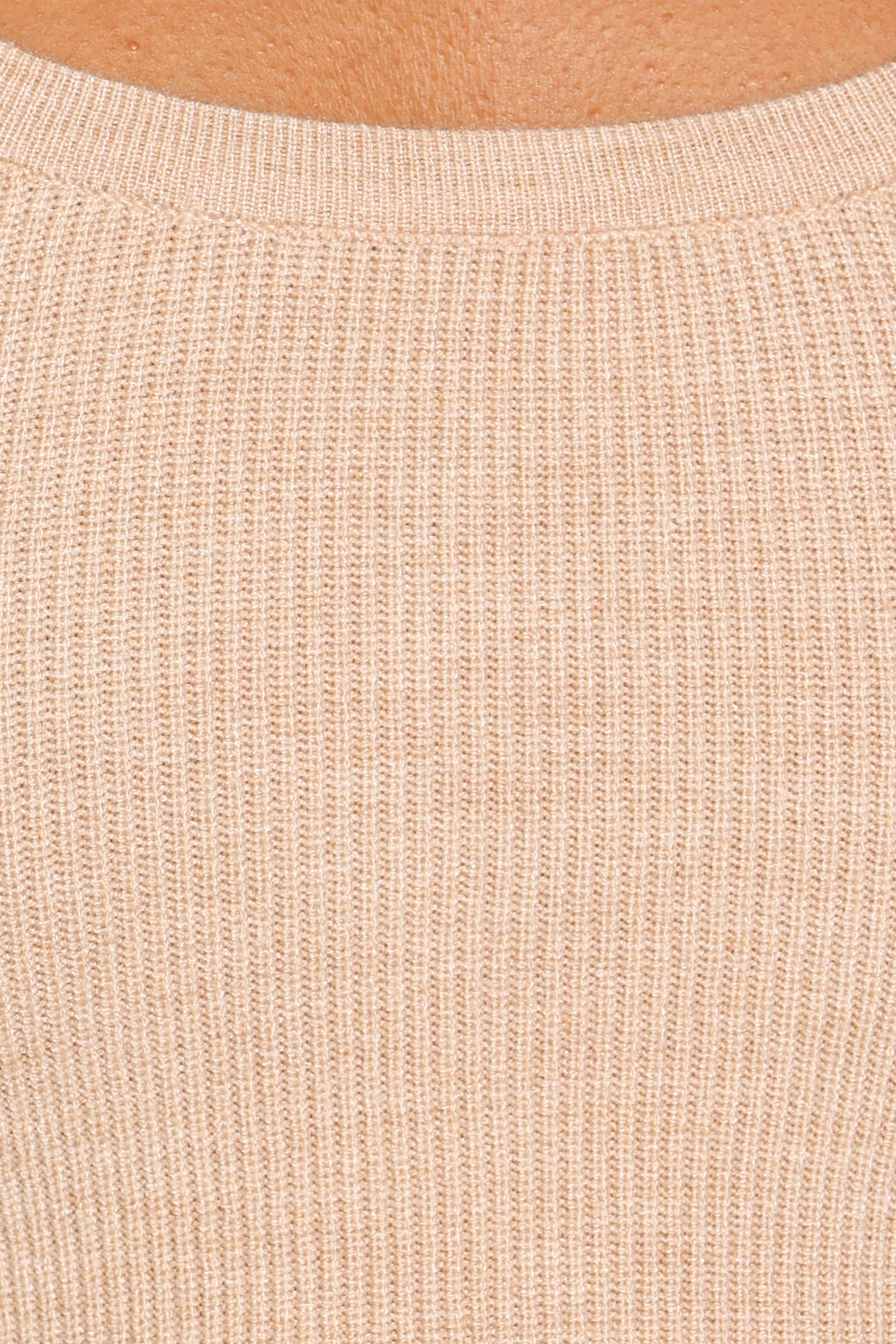 Berenice Ruffle Hem Knitted Top - Beige
